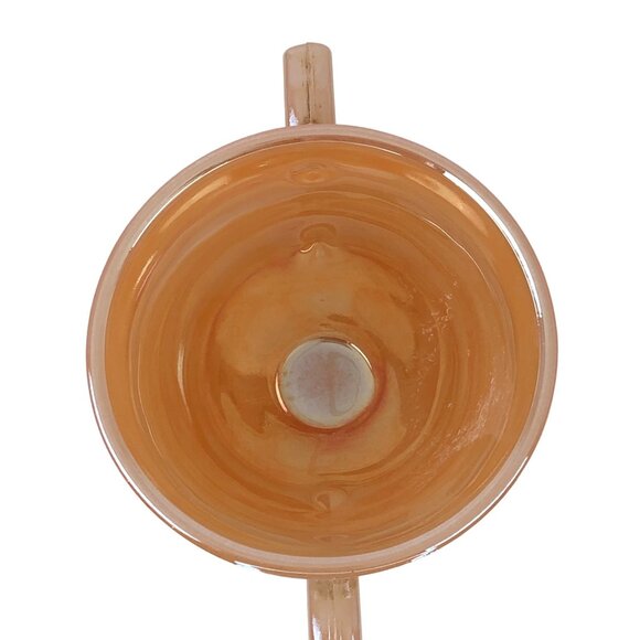 Fire King Footed Open Sugar Peach Lustre Laurel by Anchor Hocking 3-1/4" - Picture 5 of 9